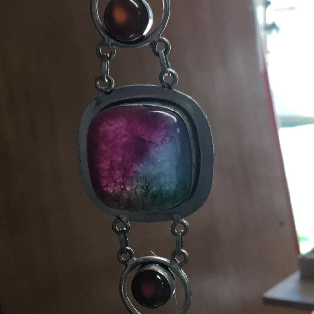 Bright Rainbow Quartz with Carnelian Good JuJu Artisan Made Bracelet Unique